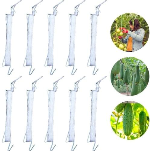 10 PCS 10M Tomato Support Hooks Plant Growth Traction Rope Hook Vine Vegetable Planting Supplies Iron Plant Vine Support Tools