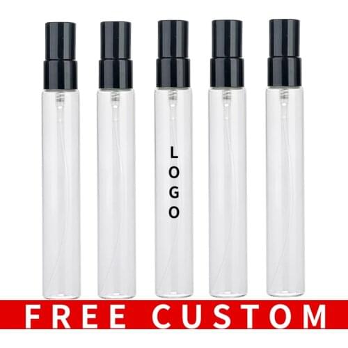 100PCS/Lot 15ML Blcak Aluminum Nozzle Perfume Bottle Portable Glass Empty Bottle Refillable Display Free Custom Printing Logo