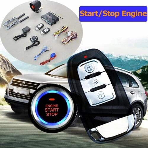 12pcs/set 12V car one start stop engine button PKE remote autostart /vibration shock/led light sensor/open trunk alarm system