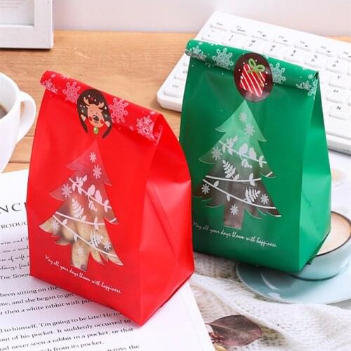 25pcs Snowflake Christmas Gift Bags Sticker Christmas Baking Packaging Bag Candy Boxes Xmas Decorations for Home 2021 Navidad