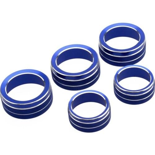 5pcs/set Blue Car Interior Dashboard AC Volume Button Circle Cover Trim Ring Front Fit for Honda Accord 2018 2019 2020