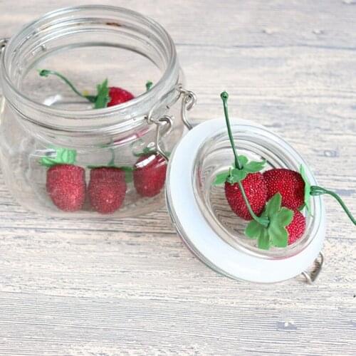 50PCS Artificial Fruits Lifelike Strawberry Fruit Simulation Strawberry Ornament Craft Photography Props Window Decor