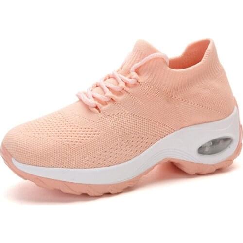 8 Colors Air Cushion 5cm Height Sock Shoes For Women Trainers Woven Air Permeability And Anti-slip Design With Sneaker Sock Shoe