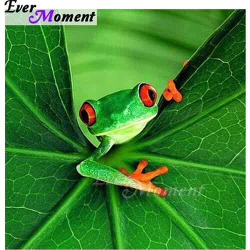 Ever Moment Diamond Painting Picture Of Rhinestone Frog Mosaic Full Square Drill Diamond Embroidery Home Decoration ASF1511