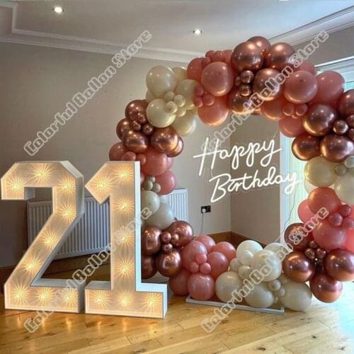 Wedding Birthday Party Decor Retro Pink Rose Gold Sandy White Latex Balloon Garland Arch Kit Event Baby Shower Backgound Decor