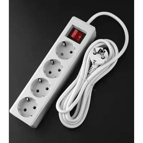 EU Standard German Type Power Strip 3/4/5 Sockets in a Row Flat Adapter Switch