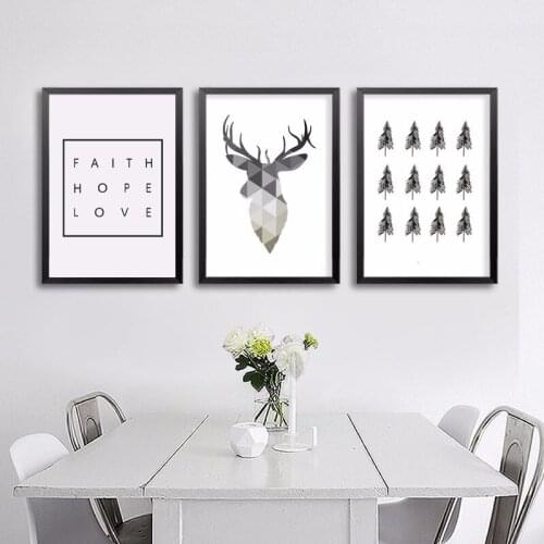 Geometric Animal Nordic Abstract Deer Tree Decorative Letters Quotes Painting Art Popular Wall Poster Cuadros decoracion