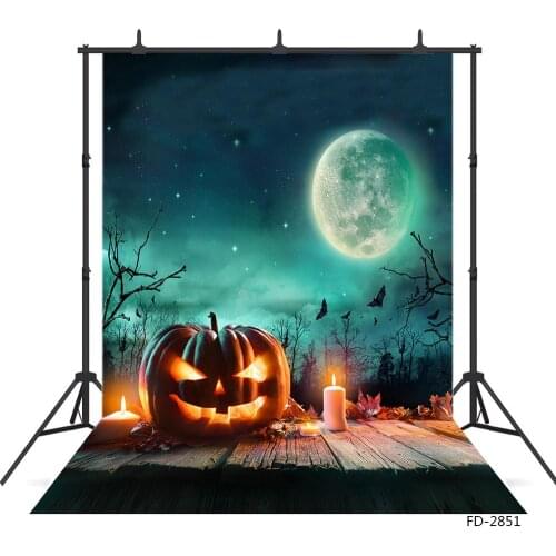 Halloween Pumpkin Full Moon Bat Twinkle Star Photo Backdrop Custom Backgrounds for Baby Children Photography Props Photocall