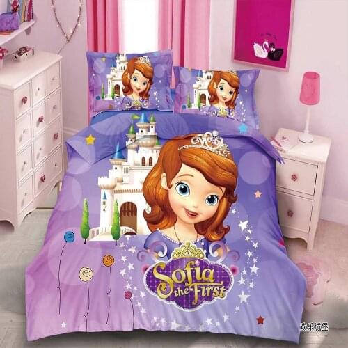 Disney princess duvet cover set twin size bedding for girls bedroom decor single bedclothes coverlet children kids bed sheets