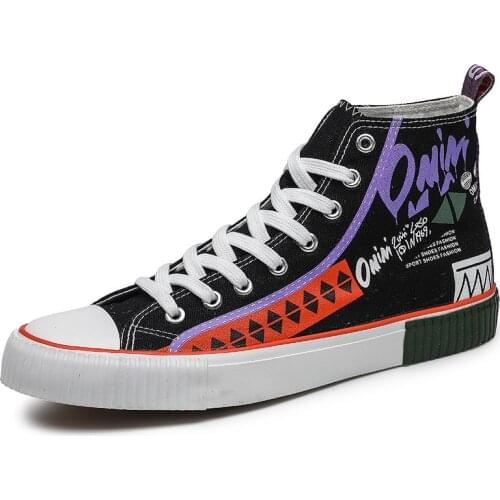 Men Casual Shoes Flat Fashion Lace Up Autumn Spring Canvas High Top Sneakers Male Non-slip Breathable Comfortable