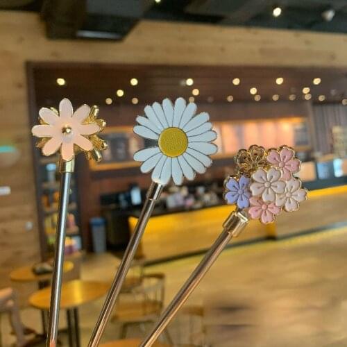 Small Daisy Stirring Rod Fishtail Stirring Spoon Cherry Blossom Petal Stainless Steel Stirring Rod Coffee Spoon Draining Stick