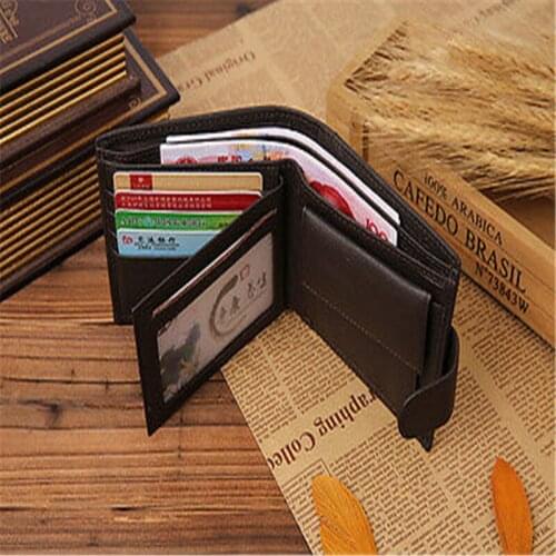 NOENNAME_NULL Stock Mens Leather Money Clip Slim Wallet ID Credit Card Holder Coin Purse
