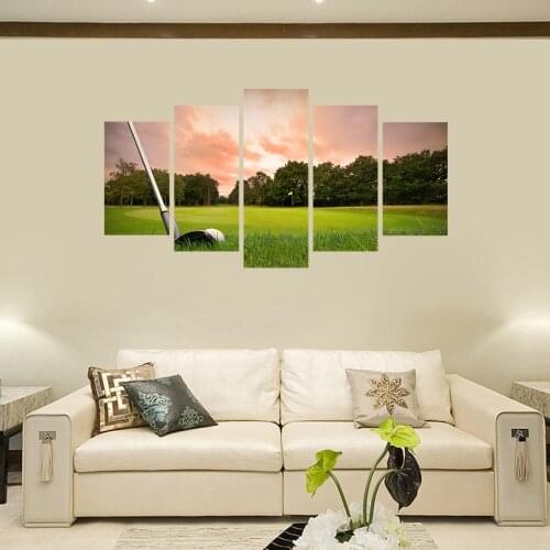 Wall Art Golf Course Sunset Landscape Canvas Print Picture Artwork Paintings for Living Room Wall Decor Sport Poster Drop ship