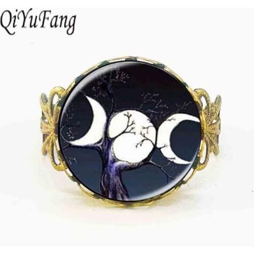 Steampunk NEWEST Triple Moon Goddess ring Wiccan jewelry Moon Goddess witch dome choker moon jewellery lovely birthday gift xmas