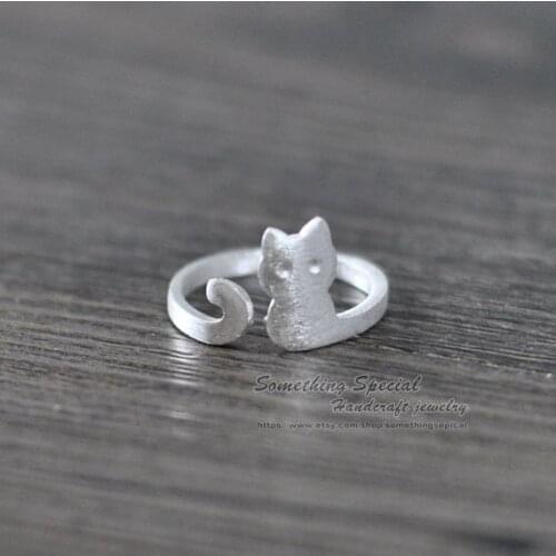 New trendy cute American shorthair cat ring gold silver plated women rings animal fashion jewelry