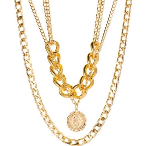 3 pcs/Set Multi Layered Heart Chain Collar Choker Necklace for Women Punk Goth Aesthetic Cute Vintage Female Fashion Jewelry