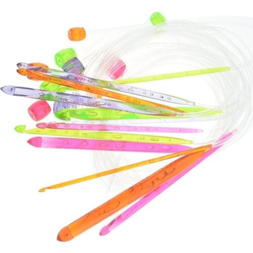Mix Color Plastics Flexible Knitting Needles Crochet Hooks Home Yarn Needles Crochet Weaving Tools Sweater Needles For Women