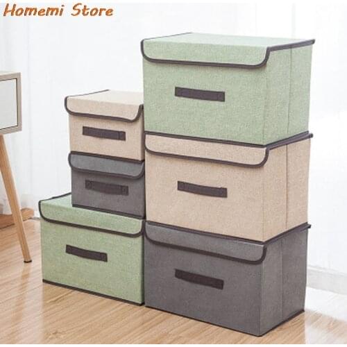 Cotton Linen Clothes Storage Box Socks Toy Snacks Sundries Organizer Set Fabric Boxes Cosmetics Household Stock Container