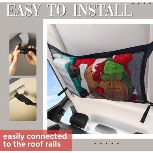 Car Roof Storage Net Portable Car Ceiling Storage Net Pocket Roof Interior Cargo Net Bag Car Trunk Storage Pouch Sundries Storag