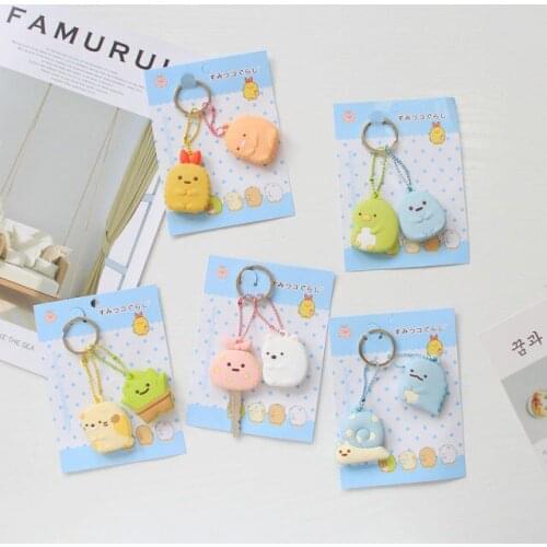 Sumikko gurashi Anime Keychain PVC pendant ornament decoration unisex chain ring key cover key chains Gifts