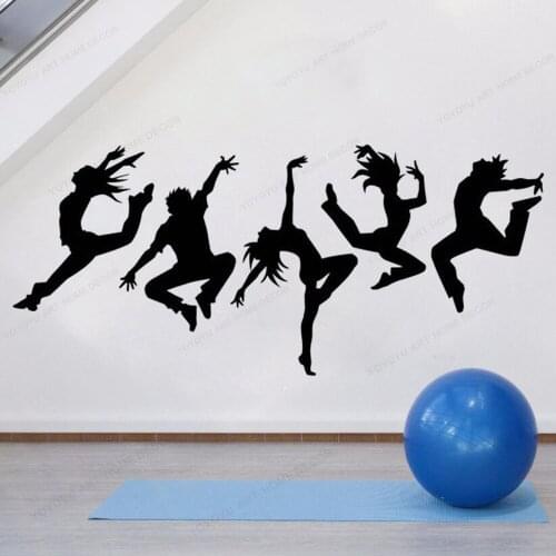 Dancers Vinyl Wall sticker Silhouette Dancing People Dance wall decal for dance studio girls room decor HJ454