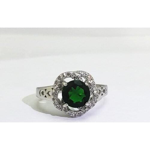 WYJZY European and American jewelry sterling silver crystal open ring red crystal green crystal engagement ring