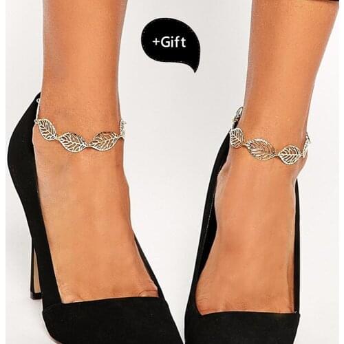 Women Popular Tree leaf blade fringed anklet Temperament Fashion Sweet Anklet Summer Beach Chain For Women Anklet Jewelry