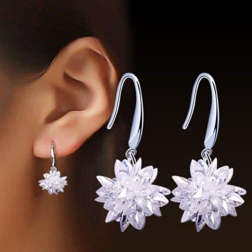 S925 sterling silver New Woman earrings new fashion exquisite stones beautiful flowers lovely princess jewelry
