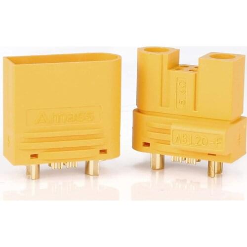 1pairs Amass AS120 Male Female Anti Spark Connector Gold Plated Banana Plug Set for DJI UAV Battery ESC Charge Lead