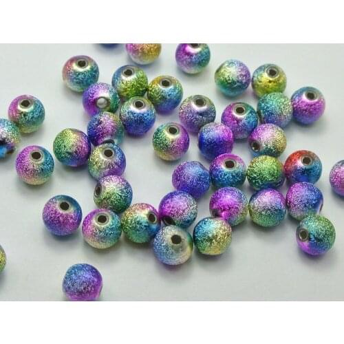 100 Peacock Multi-Color Stardust Acrylic Round Beads 10mm(3/8") Spacer Finding