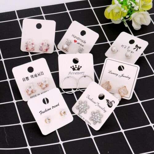 Wholesale 4x4cm 100pcs White Earring Cards Jewelry Earring Packaging Cards Kraft Paper Ear Stud Hang Tags Labels Free Shipping