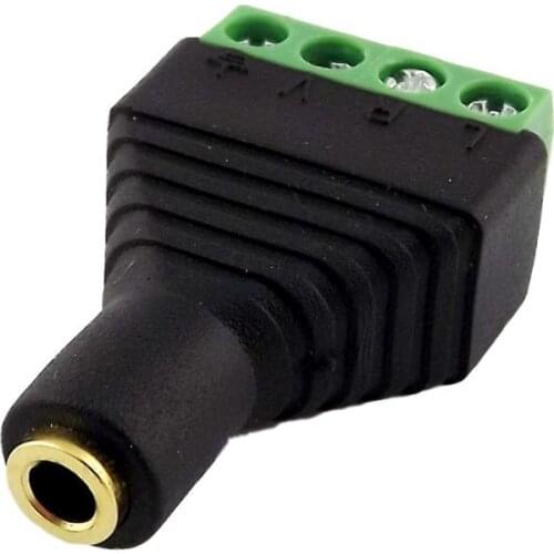 1x Gold Plated Connector 3.5mm Female 4 Poles Socket To AV Screw Audio Video Balun Terminal Adapter