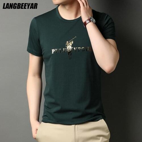2021 Top Grade Cotton Spandex New Summer Designer Brand Tops Short Sleeve Pattern Casual Korean Fashion Tshirt For Men Clothes