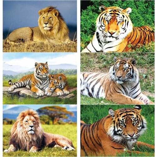 New DIY 5D Diamond Painting Tiger Diamond Embroidery Animal Scenery Cross Stitch Full Square Round Drill Mosaic Home Decor Gift