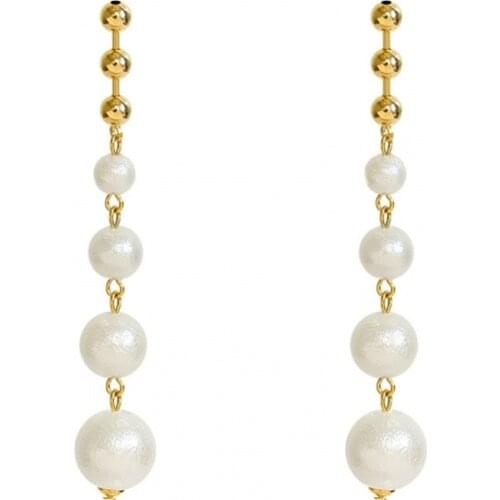 Exaggerated Pearl Long Earrings Korean Dongdaemun Fashion Design Earrings Classy And Face Slim-looking Cn(origin)