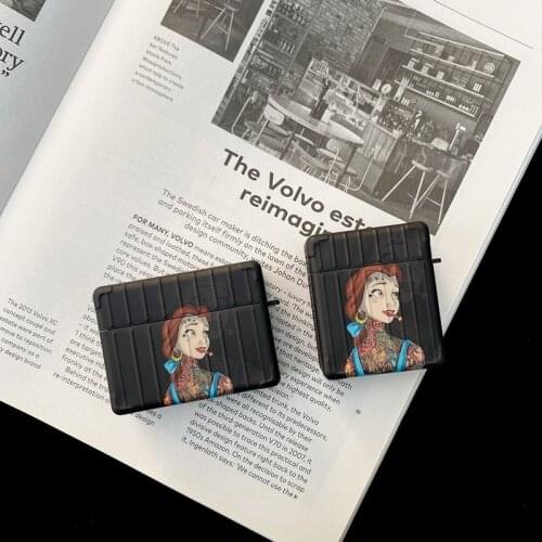 Tattoos girl case for iPhone airpods Pro 2 3 headphone square cover bluetooth earphone photo frame cases for airpod 2 pro funda