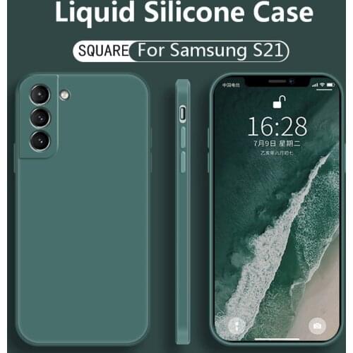Funda For Samsung Galaxy S21 Ultra S20 FE S10 Plus A52 A72 5G A71 A51 A42 A31 A32 Square Liquid Silicone Case Matte Soft Coque