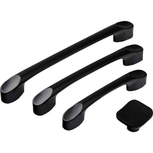 Black Zinc Alloy Handles 64mm 96mm 128mm Single Hole Cabinet Drawer Knobs Wardrobe Door Handles Pulls Furniture Handles