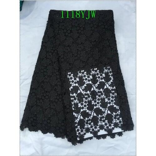 Black color high reputation African guipure lace fabric cord lace for women dress and beautiful flowers
