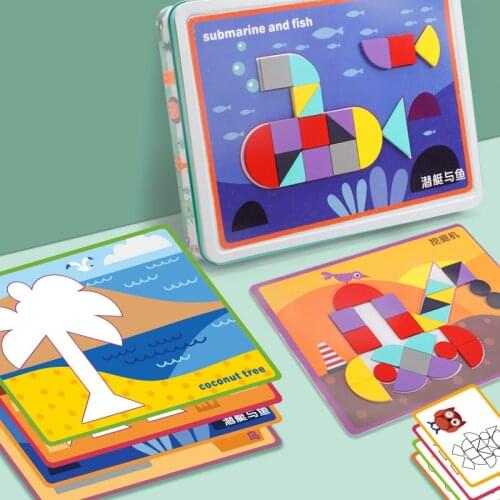 Kids Wooden Toys Creative Geometric Drawing Board Children Shape Puzzle Jigsaw Puzzle Learning Educational Toys Gifts Children