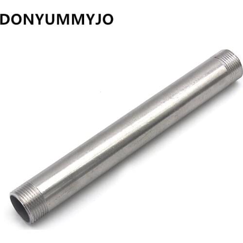 DONYUMMYJO 1pc Stainless Steel SS304 1/2'Male x 1/2' Male Threaded Pipe Fitting 200mm BSPT Pipe Fittings