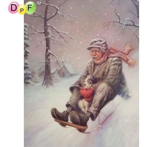 DPF DIY Skiing old man 5D crafts diamond painting cross stitch needlework diamond mosaic square home decor diamond embroidery