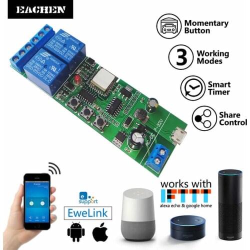 EWelink Wireless Smart WiFi Inching Self-Locking Switch Relay Momentary Interlock Module ST-DC2 works with For IFTTT