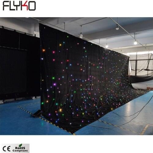 Flyko full color 3 in 1 led star fabric 2 pcs 4.5x5m for stage backdrop Star Ceiling Cloths Wedding Decoration