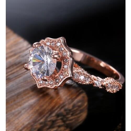 Huitan New Engagement Ring Flash Round Shining CZ Rings Luxury Crystal Women Jewelry