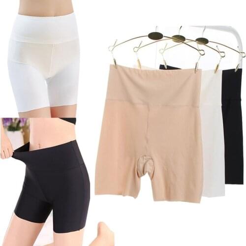Ice Silk Safety Pants for Women Seamless Stretch Summer High Waist Ladies Shorts Leggings Underwear Plus Size