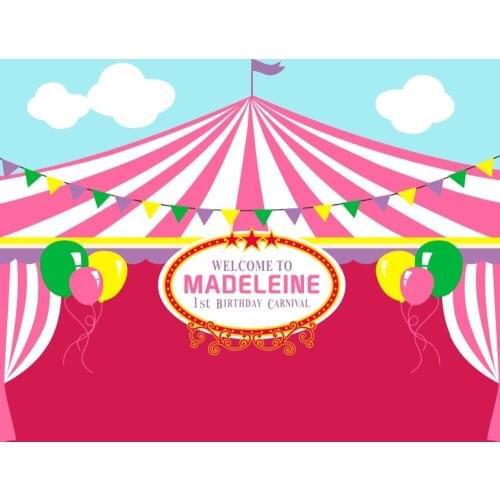 Custom Girl Carnival First Birthday Circus Tent flag Theme background High quality Computer print party backdrop