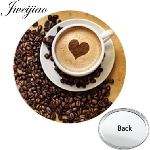 Youhaken Cappuccino Coffee Hot Chocolate Art Photo Mini Pocket Mirror Compact Portable Makeup Vanity Hand Travel Purse Mirror