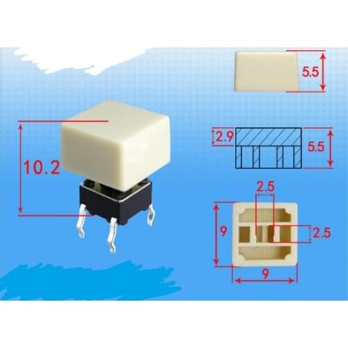 9*9*5.5 keycap square beige A84 Inner diameter 2.5X2.5 Fitted with 6 * 6 square head light touch switch