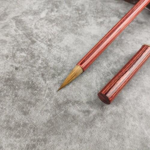 Red sandalwood Wolf sign pen with hat red wood solid wood business gift pen Chinese style writing brush letteringcalligraphy